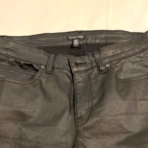 Eileen Fisher Sz 12 wax coated Black faux pant  Never worn!